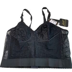 Rago Women's Long Line Bra Style 2202 Black Lace 48B